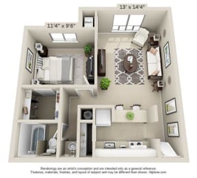 Floor Plan 1 Bedroom